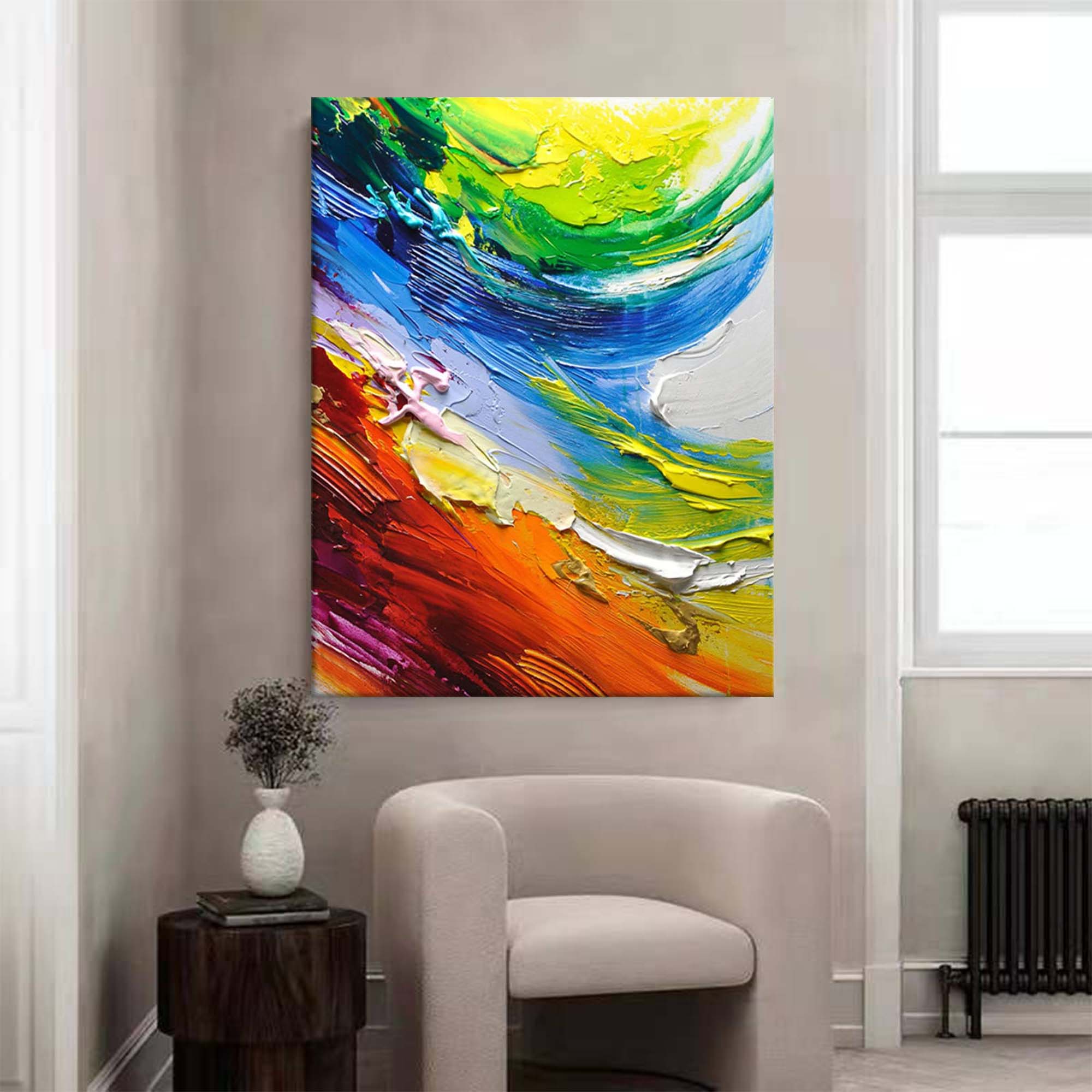 Textured Abstract Colorful Oil Painting on Canvas Large Minimalist Original Handmade Acrylic Painting Modern Wall Art Living Room Home Decor