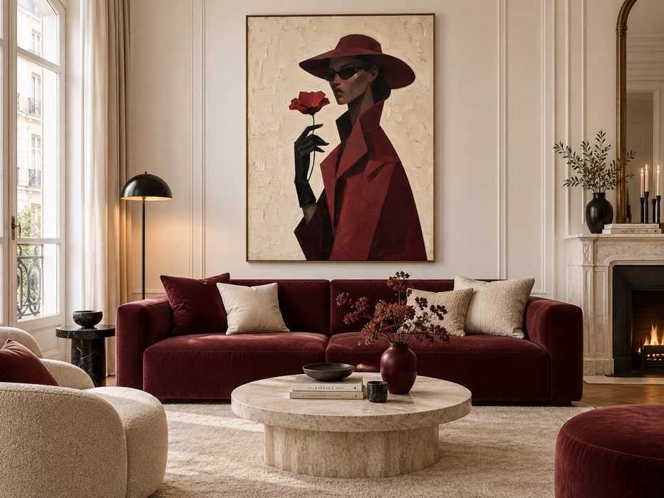 Minimalist Geometric Vintage Style Art Elegant Woman With Sunglasses Canvas