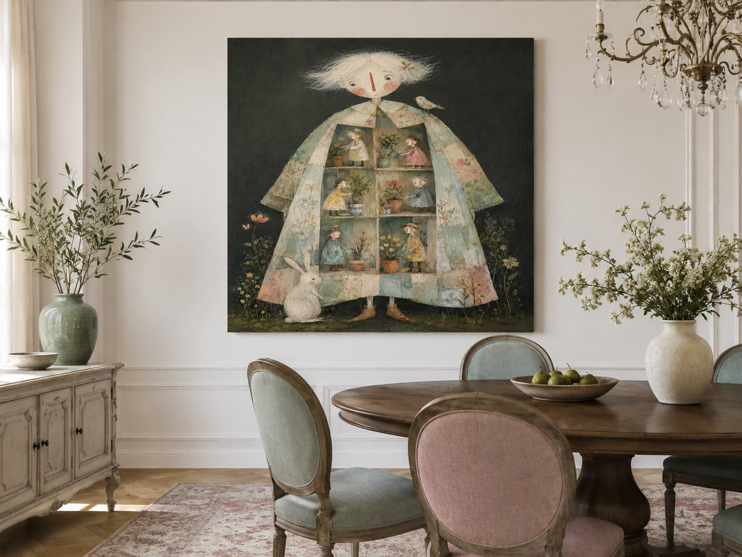 Modern Surrealist Painting With Romantic And Abstract Elements