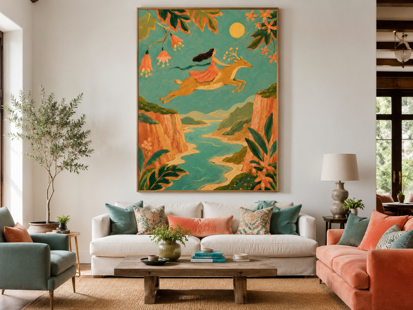 Whimsical Canyon River Wall Art For Bohemian Living Room