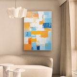 Abstract Colorful Acrylic Painting on Canvas Original Texture Geometric Painting Modern Wall Art Living Room