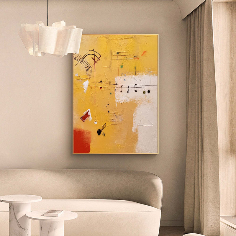 Large Modern Abstract Wall Art Original Oil Painting Canvas warm Yellow Oil Painting for Home Decor