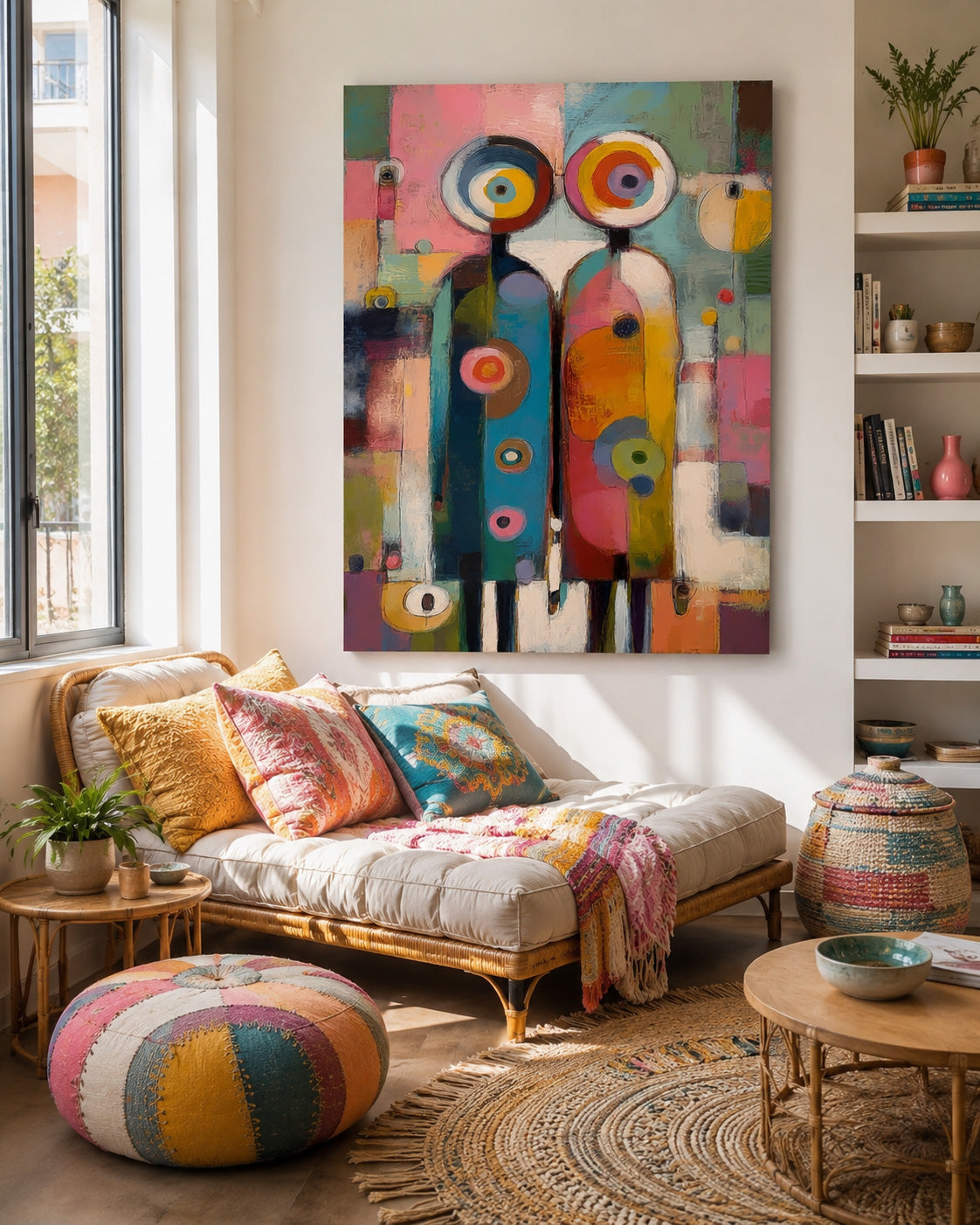 Playful Abstract Figures Art For Eclectic Lounge And Playroom Walls