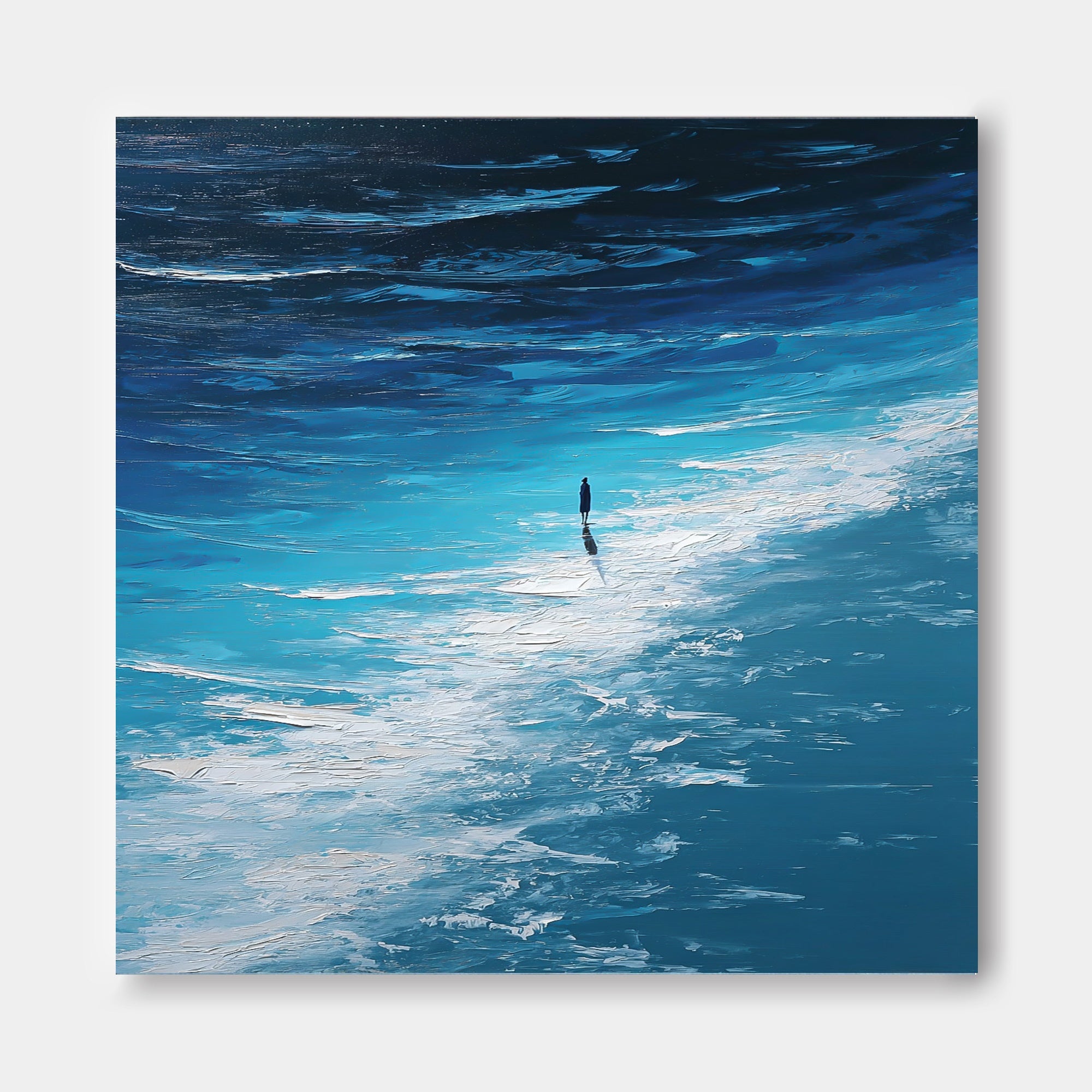 Abstract People Painting In Deep Sea Setting With Rich Texture For Lounge Wall Art
