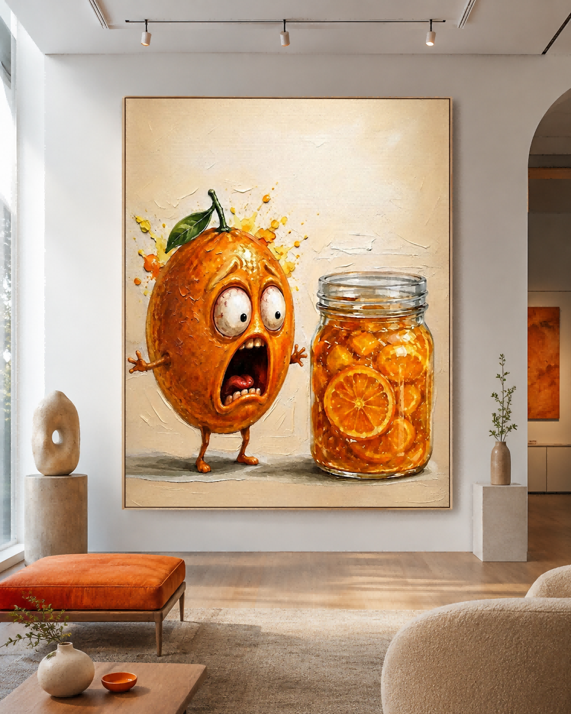 Funny Abstract Orange Painting Pop Art Canvas For Kitchen Wall Decor