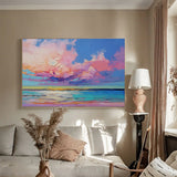 Purple Sunset Oil Painting Original Wall Art Abstract Landscape Painting Living Room Decor
