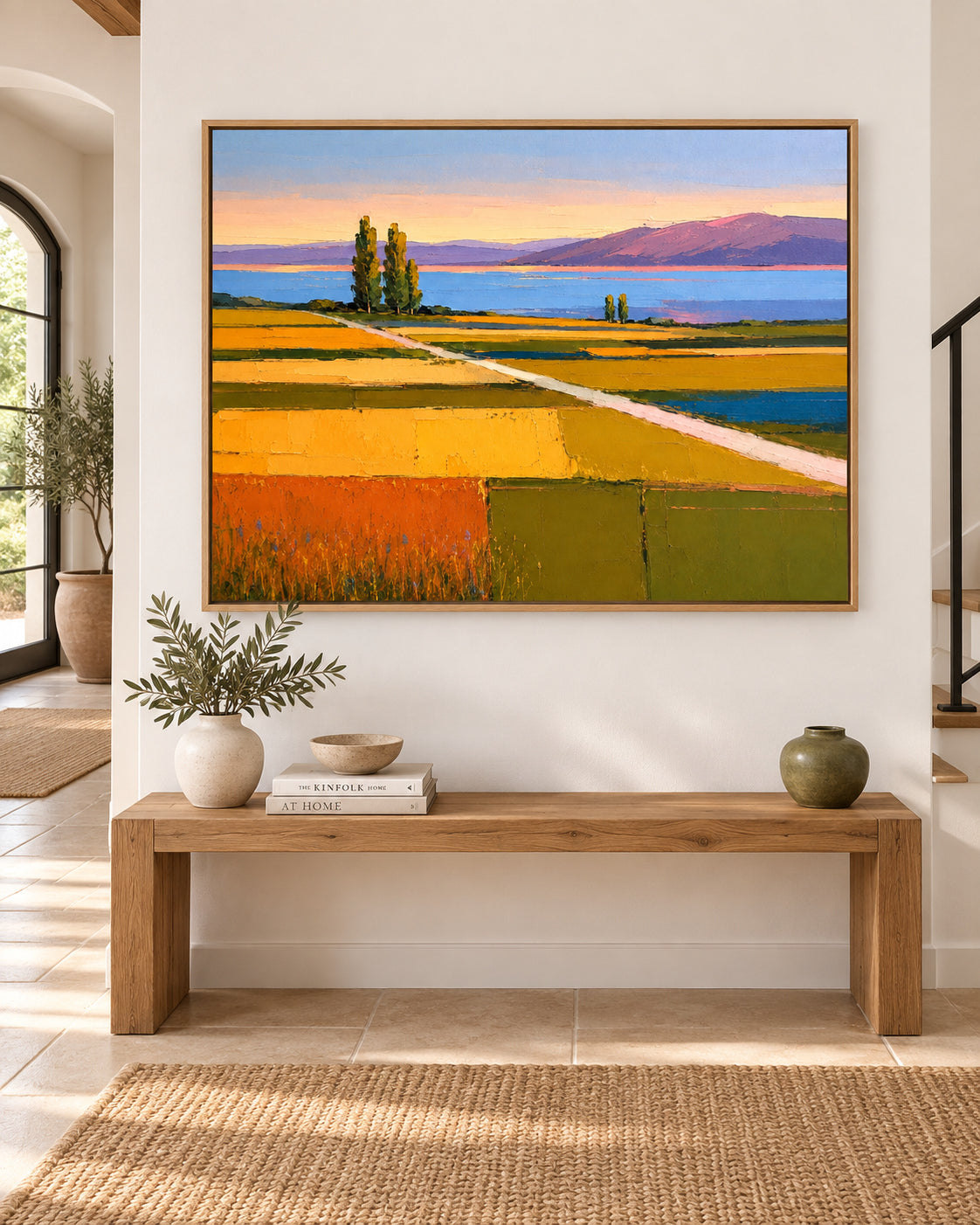 Impressionist Style Textured Canvas Painting Vibrant Autumn Colors Decor