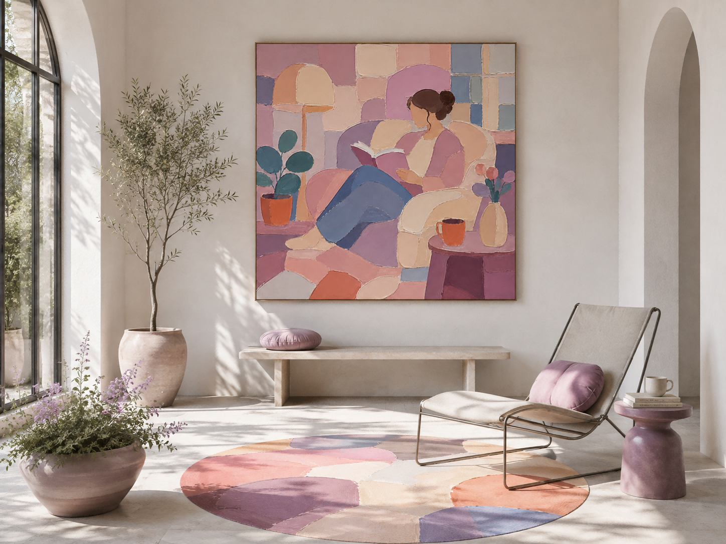 Geometric Block Style Artwork With People Theme For Unique Home Gift Ideas