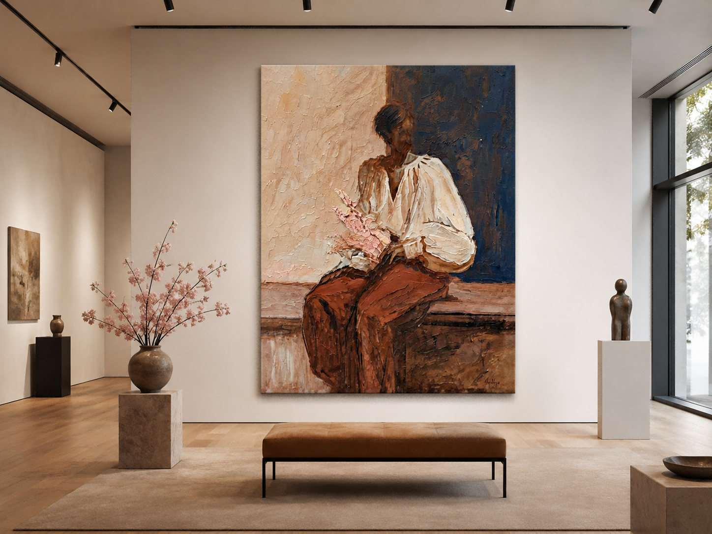 Expressive Figure Painting Capturing Solitude And Reflection For Wall Art