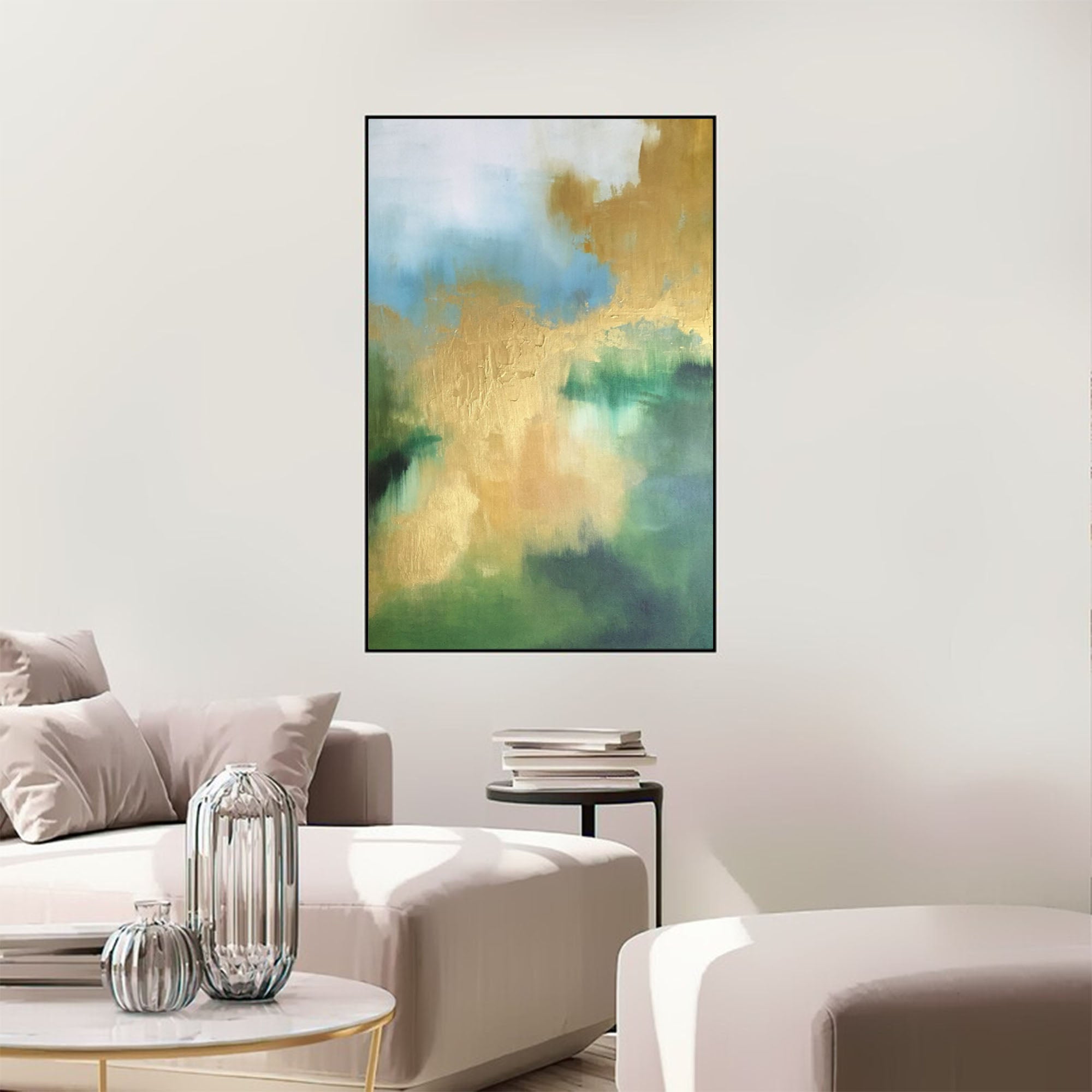 Gold and Green Large Abstract Oil Painting On Canvas Original Texture Wall Art Painting Home Decor