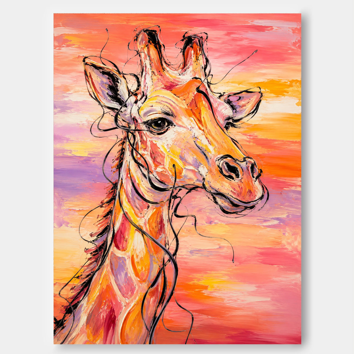 Modern Graffiti Style Canvas Painting With Textured Orange Tones