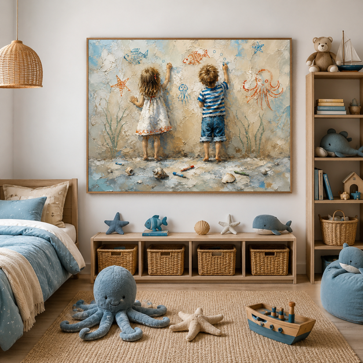 Heartwarming Children Back View Artwork Capturing Pure Joy And Imagination