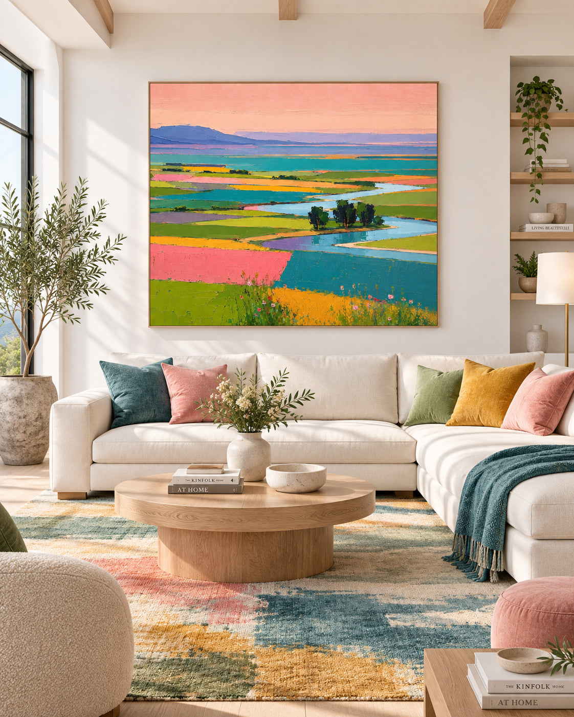 Textured Impressionist Painting With High Saturation Colors And Dreamy Sky