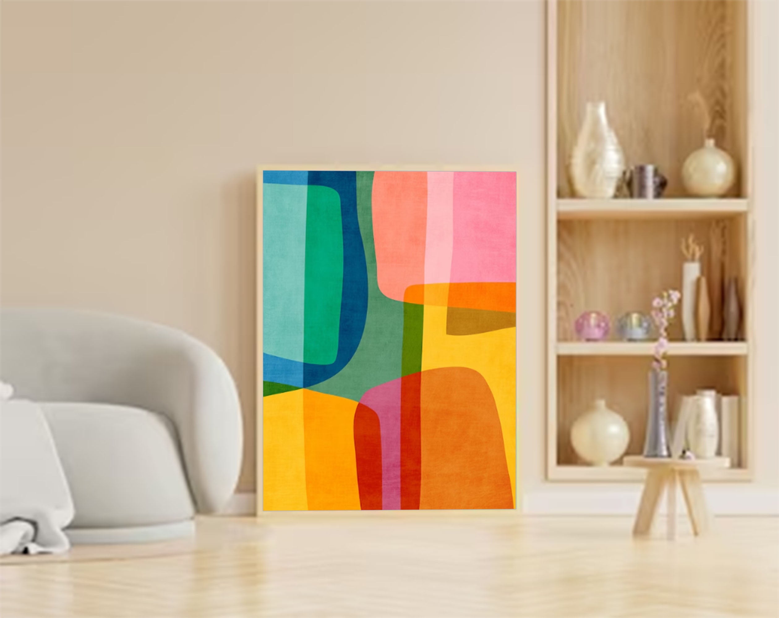 Modern Wall Art Bright Colors Living Room Art Original Multicolored Abstract Acrylic Painting 