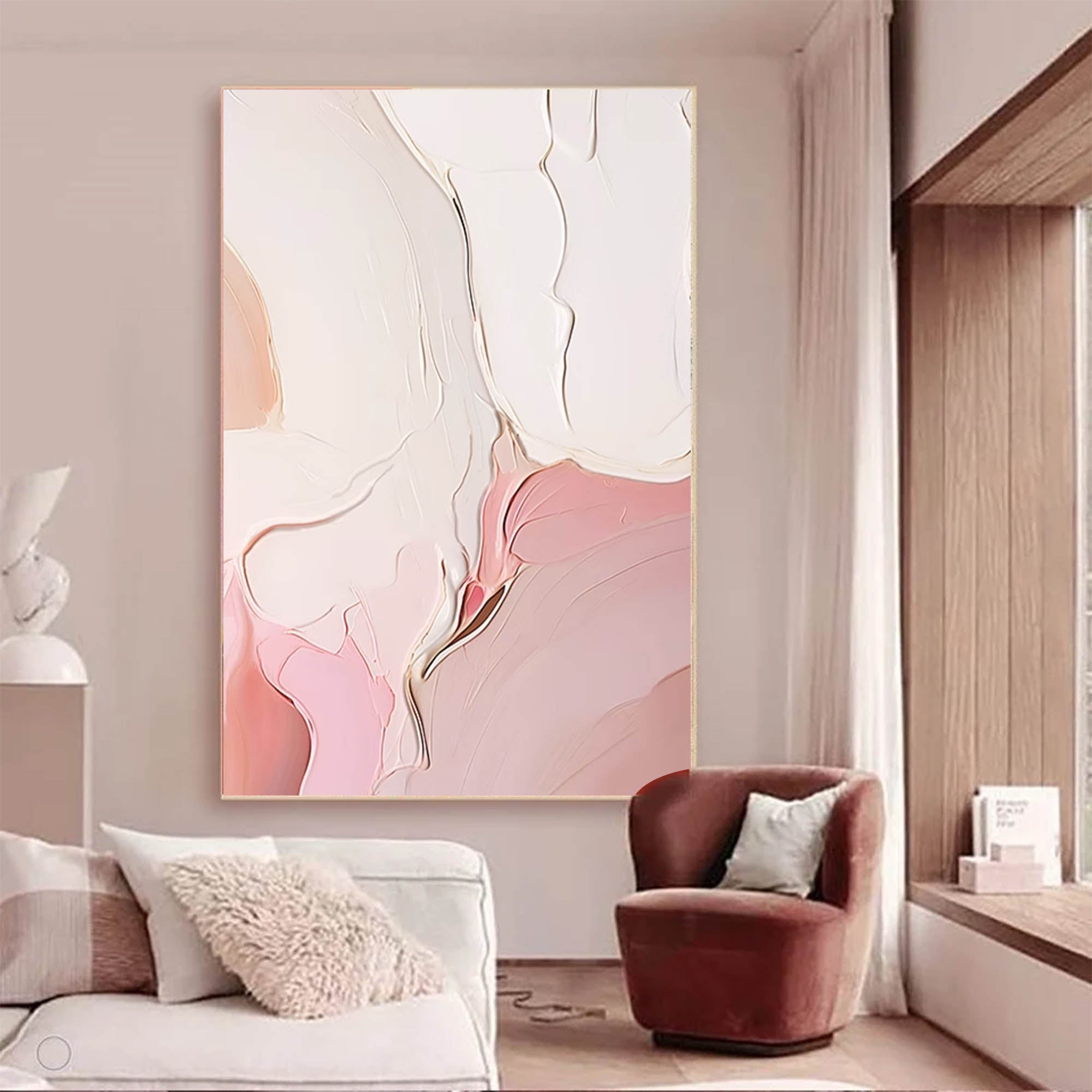 Pink Modern Texture Oil Painting On Canvas Original Abstract Wall Art Large Texture Oil Painting Home Decor