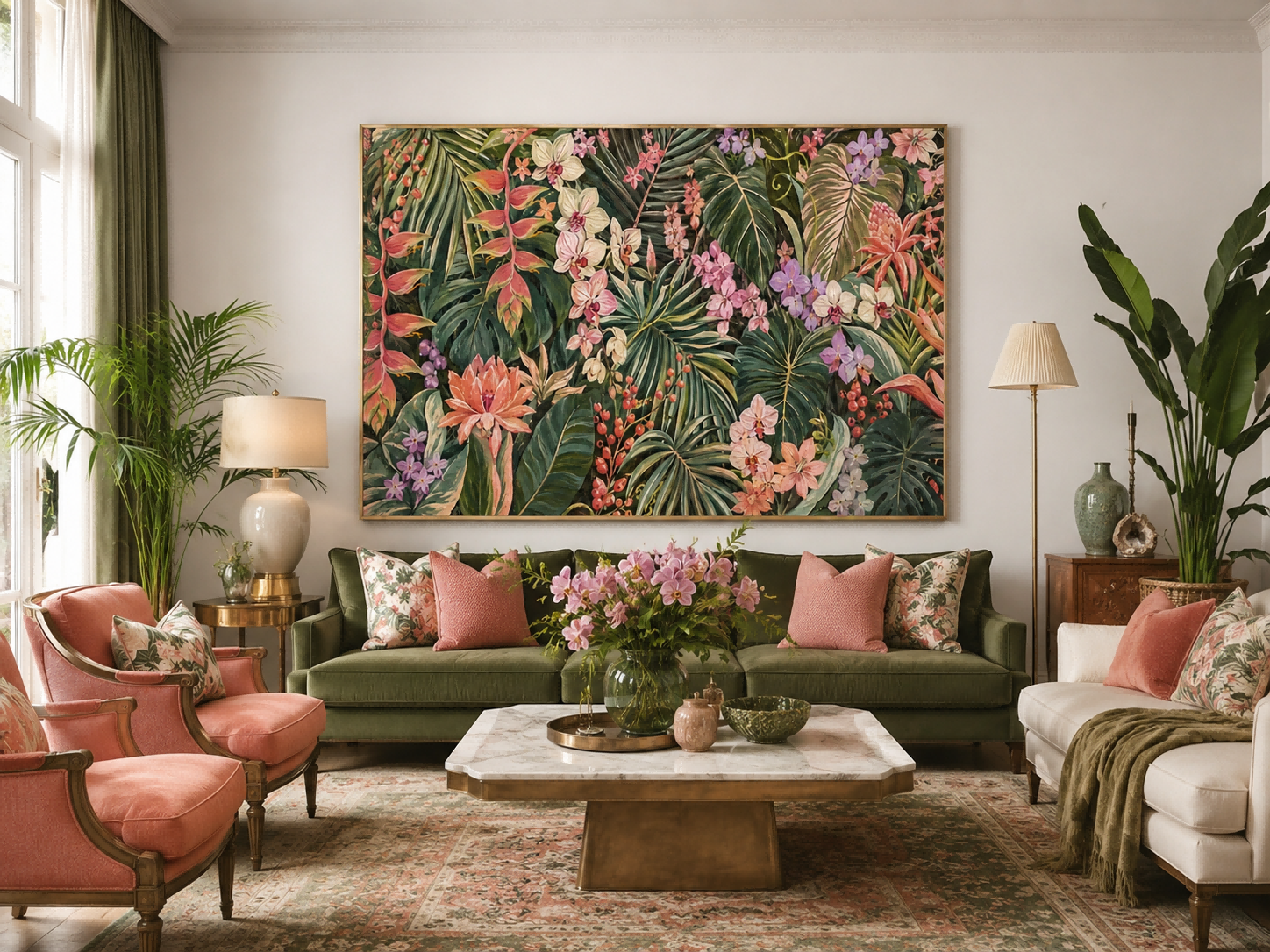 Exotic Botanical Illustration Canvas Art With Textured Brushstrokes For Home