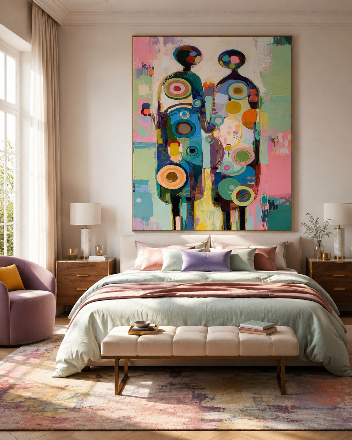 Abstract Romantic Couple Canvas Art For Bedroom And Lounge Walls