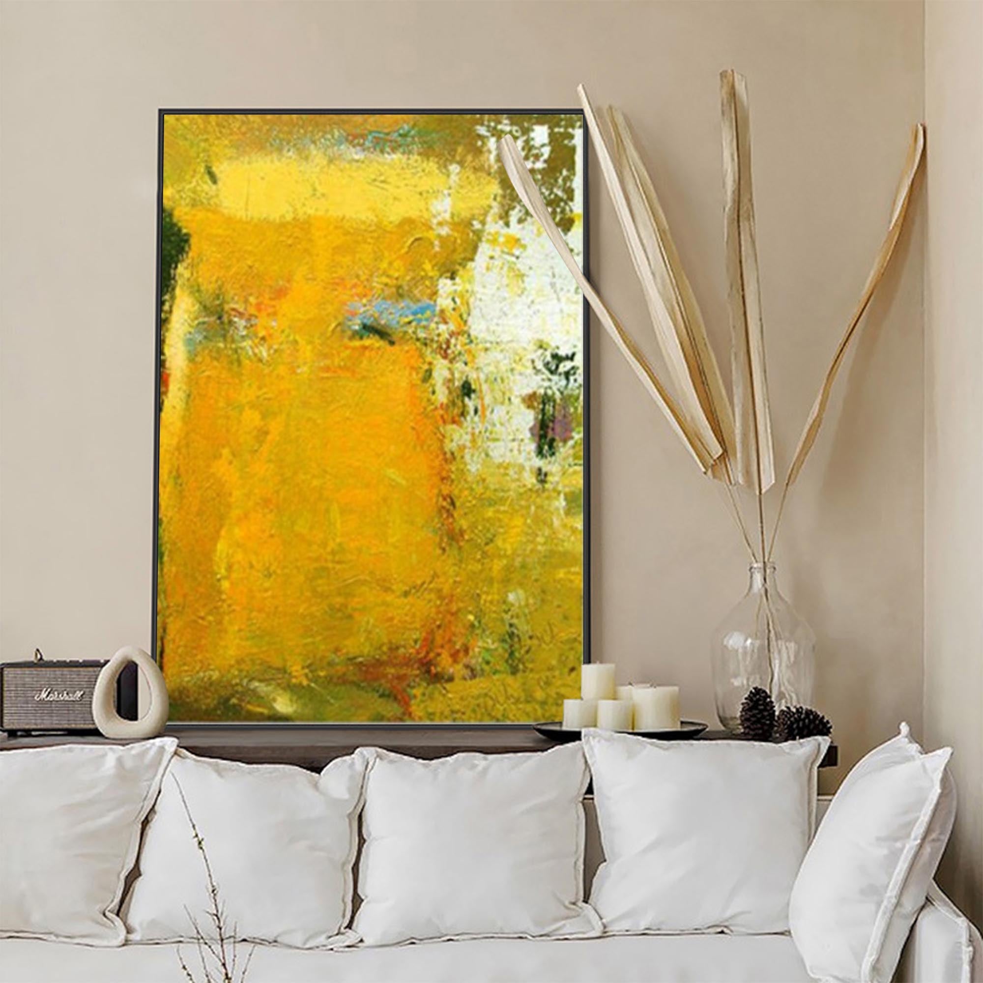 Texture Yellow Abstract Painting On Canvas Large Modern Wall Art Original Minimalist Painting For Living Room