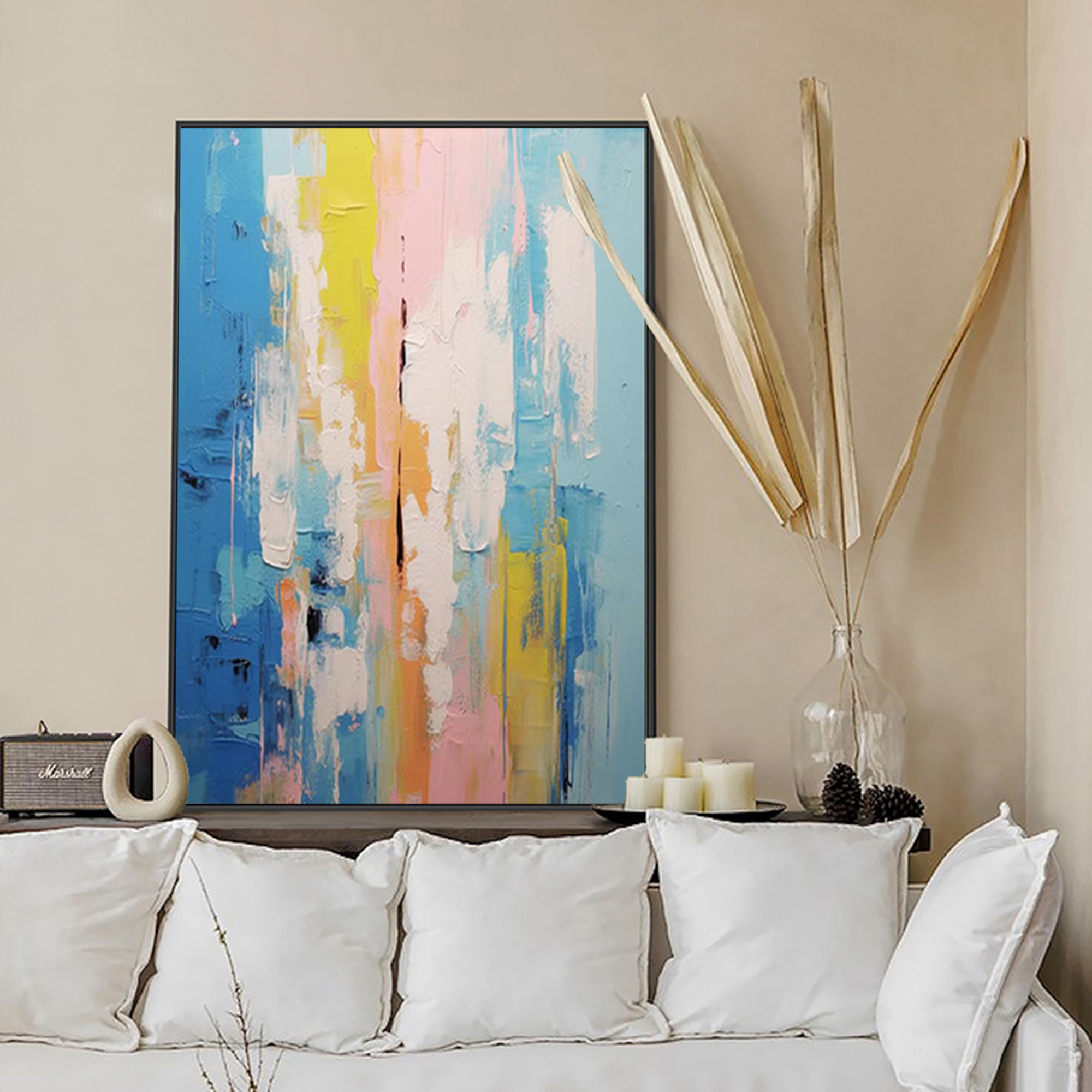 Original Texture Acrylic Painting on Canvas Abstract Colorful Geometric Painting Modern Wall Art Living Room