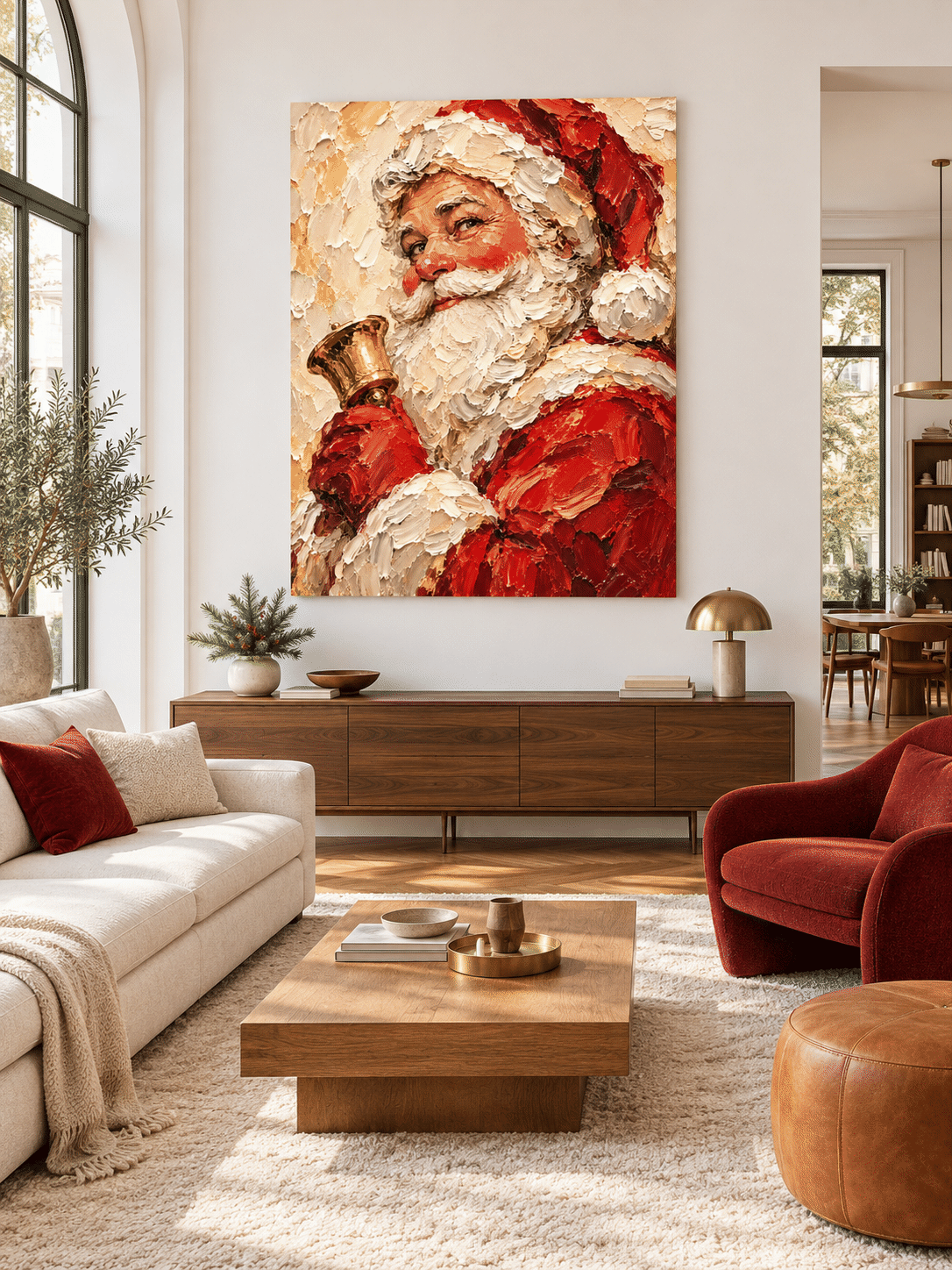 Impressionist Textured Santa Art Modern Holiday Decor Gift Idea