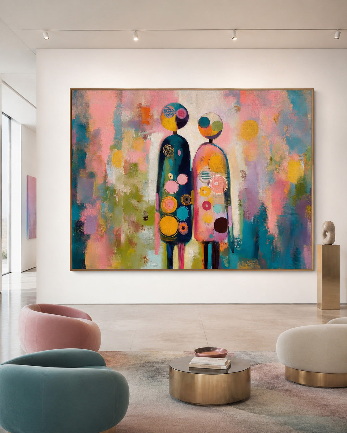 Colorful Abstract Couple Painting Modern Horizontal Canvas Art For Living Room