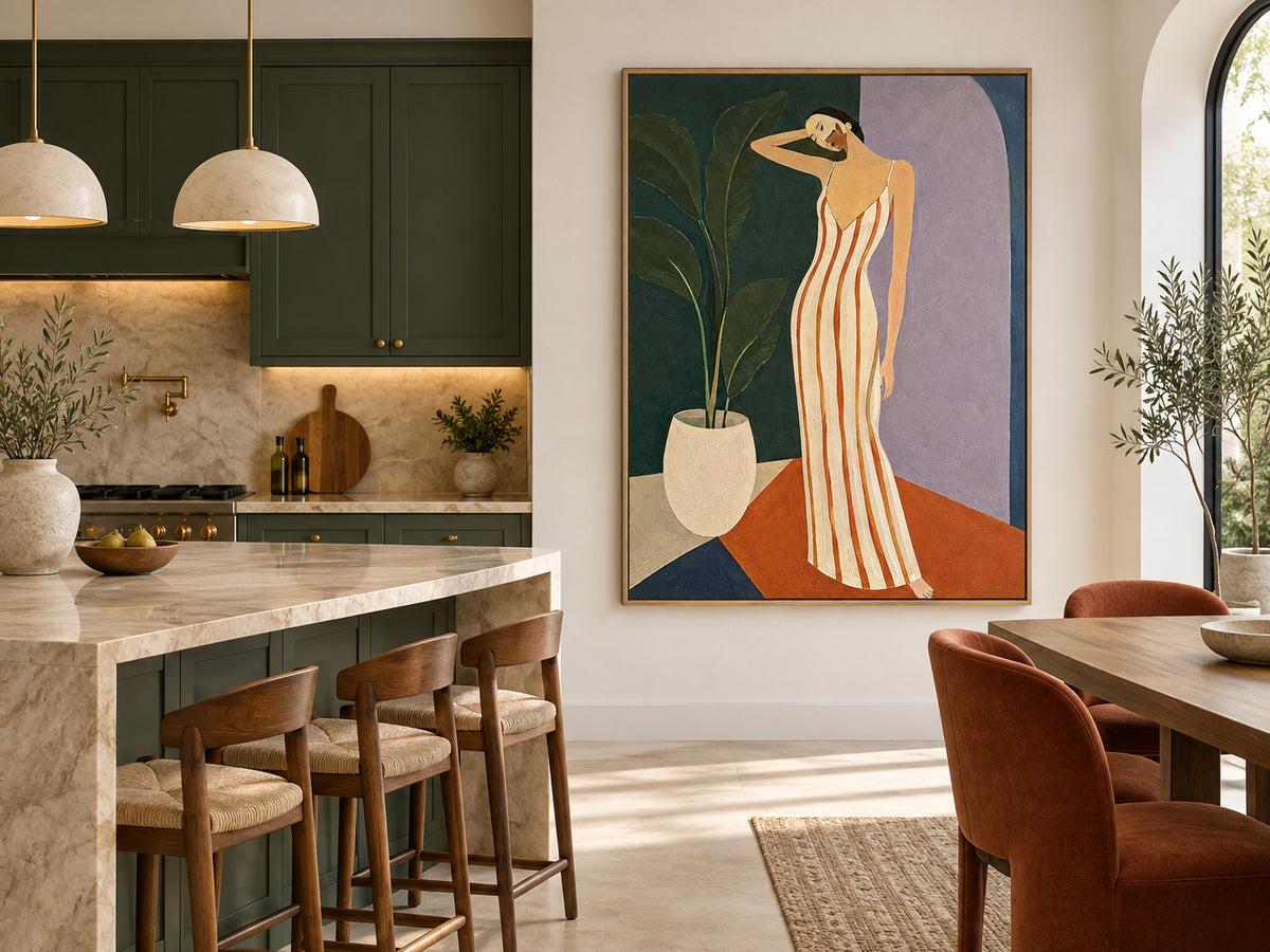 Abstract Modernist Figure Painting In Muted Earth Tones