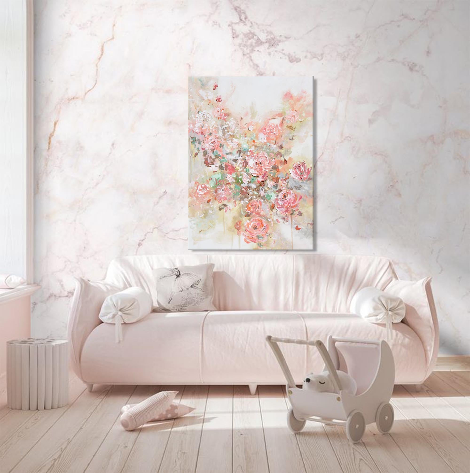 Abstract Pink Flower oil Painting On Canvas Original Wall Art Modern Painting Home Decor