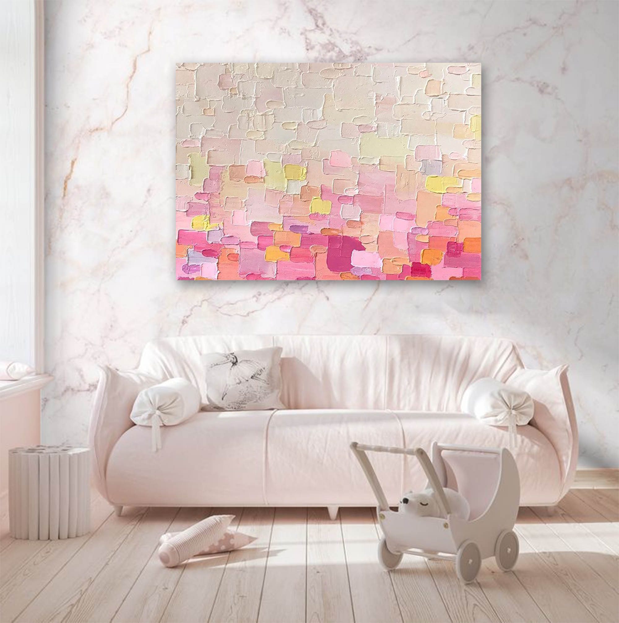 Textured Wall Art Pink Painting on Canvas Original Abstract Painting Large Colorful Wall Art Modern Boho Minimalist Decor