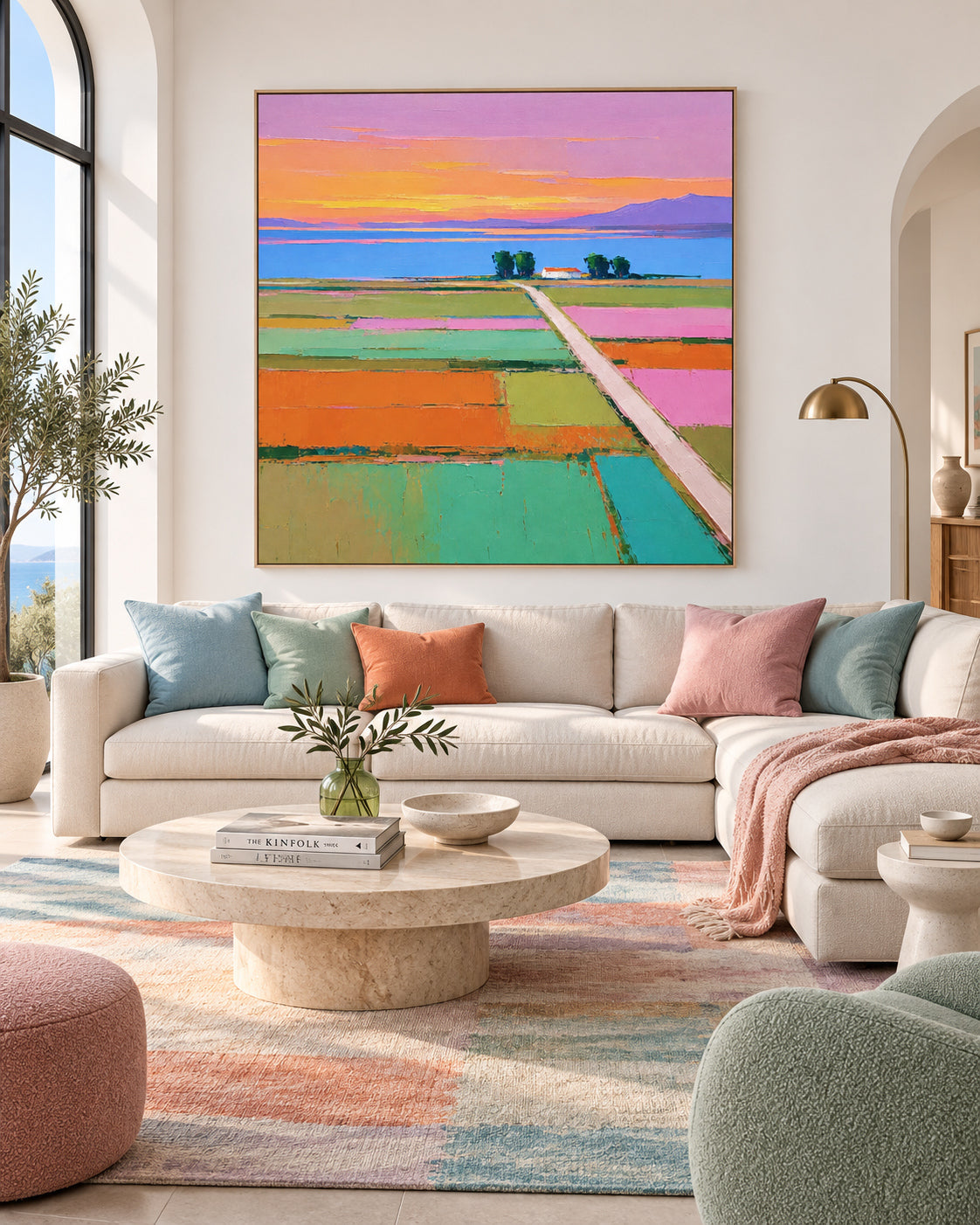 Modern Colorful Wall Art For Living Room And Bedroom Decor With Sunset View