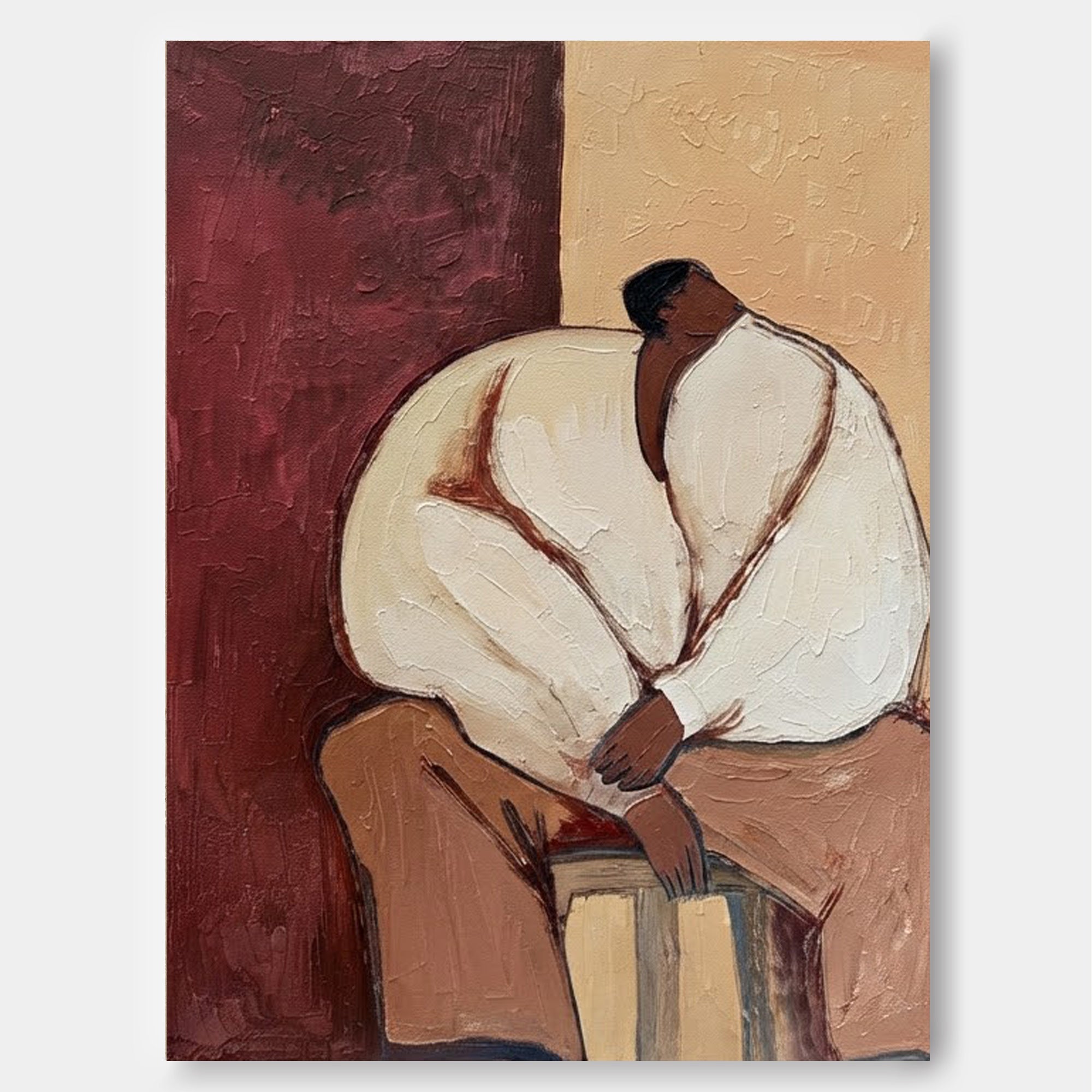 Minimalist People Painting With Vintage Style For Modern Living Room Decor