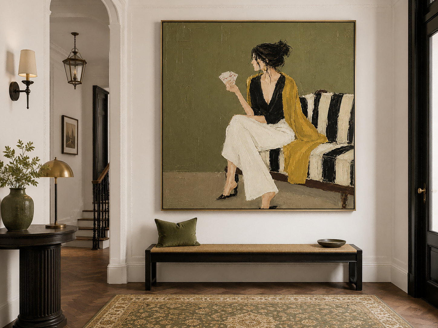 Elegant Square Canvas Art With Expressive Brushstrokes For Chic Lounge And Bedroom Wall Decoration
