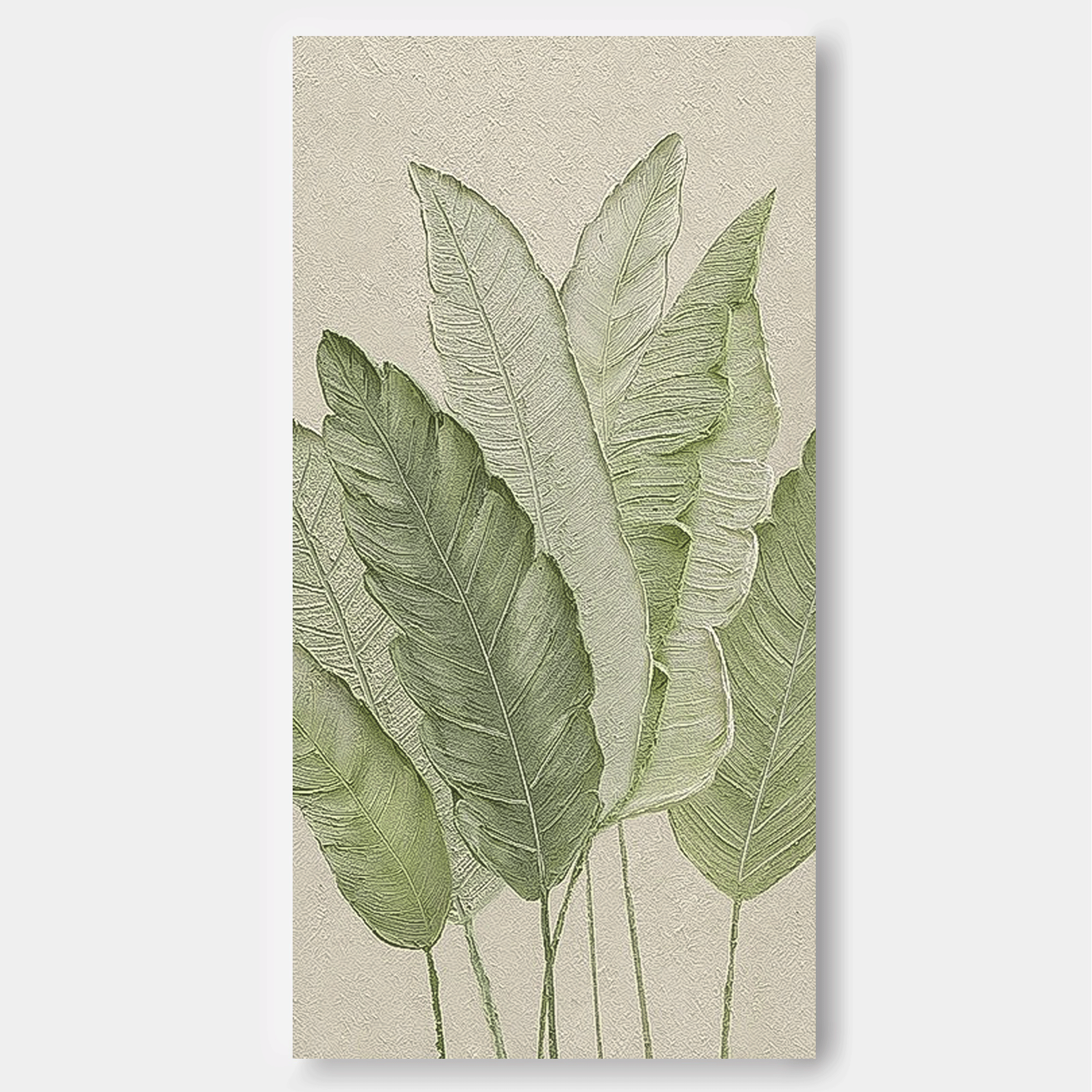 Texture Foliage Long Version Large Abstract Oil Painting Original Green Leaf Wall Art Painting Home Decor