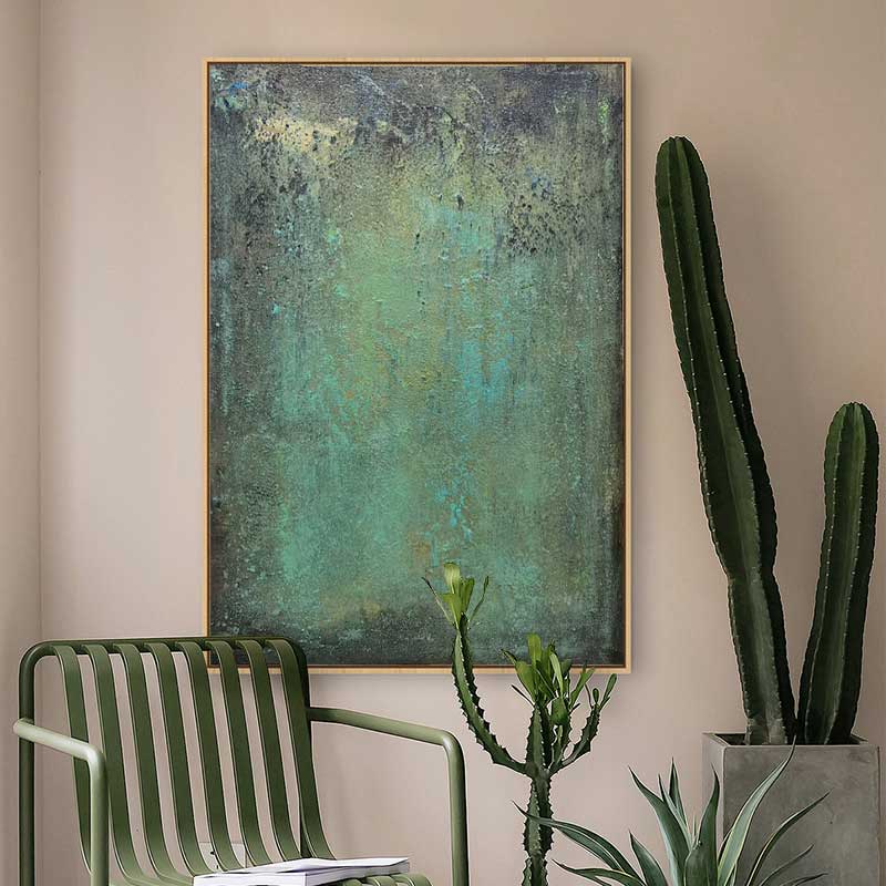 Green Abstract Oil Painting On Canvas Modern Texture Wall Art Large Original Painting For Living Room