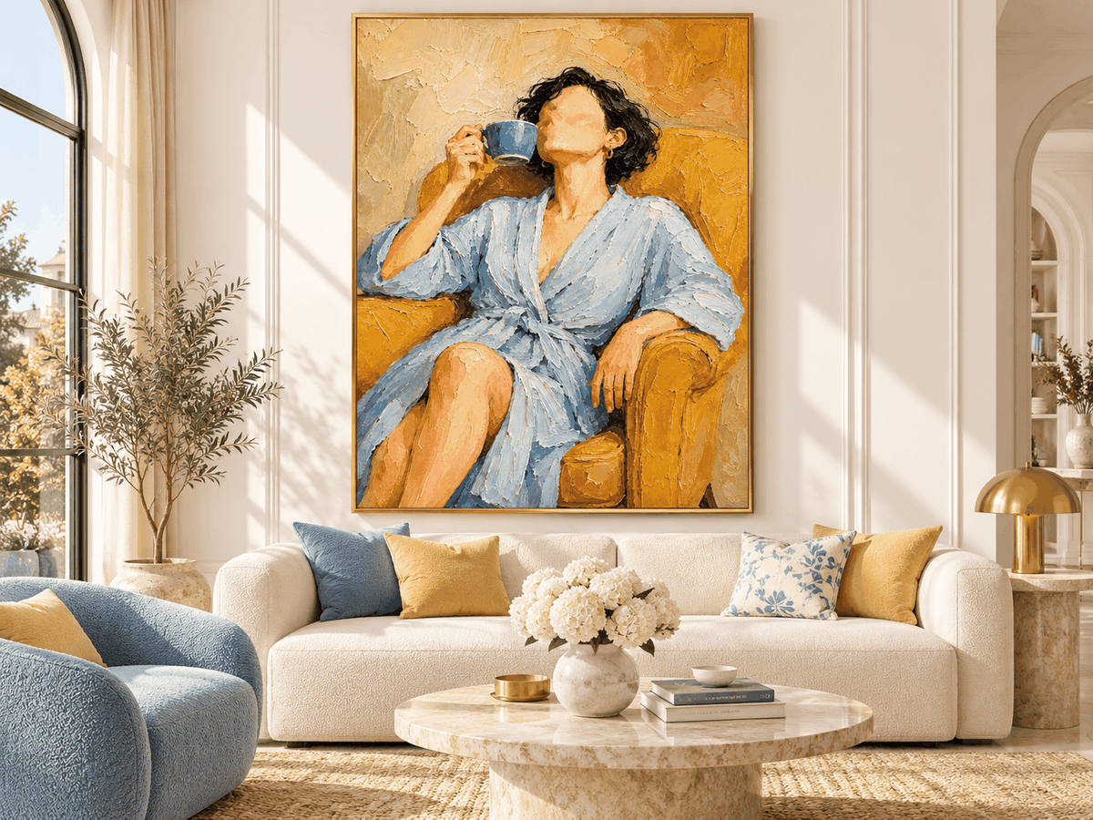 Impressionist Textured Abstract Painting With Warm Vintage Vibes For Bedroom Or Cafe Decor