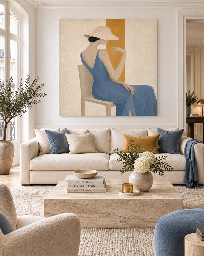 Vintage Modern Minimalist Art With Geometric Forms And Textured Finish