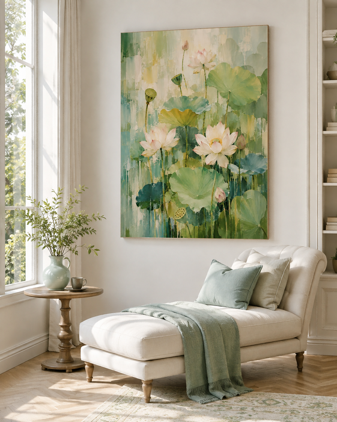 Impasto Abstract Lotus Art Trendy Luxury Wall Decor Handmade Canvas Painting