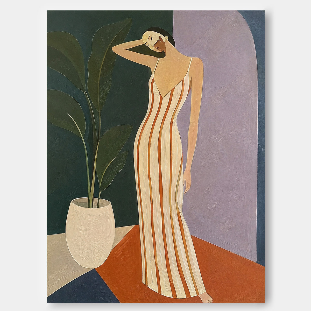Abstract Modernist Figure Painting In Muted Earth Tones