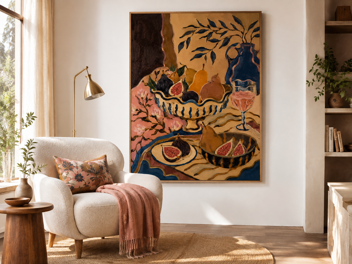 Fantasy Still Life With Pears And Figs In Art Deco Style Canvas Painting