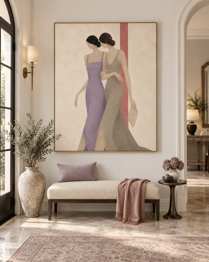 Minimalist Geometric Figure Painting In Morandi Colors Original Handmade Artwork