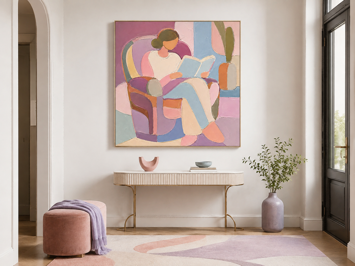 Abstract Colorful People Painting With Bold Blocks For Modern Living Room Decor