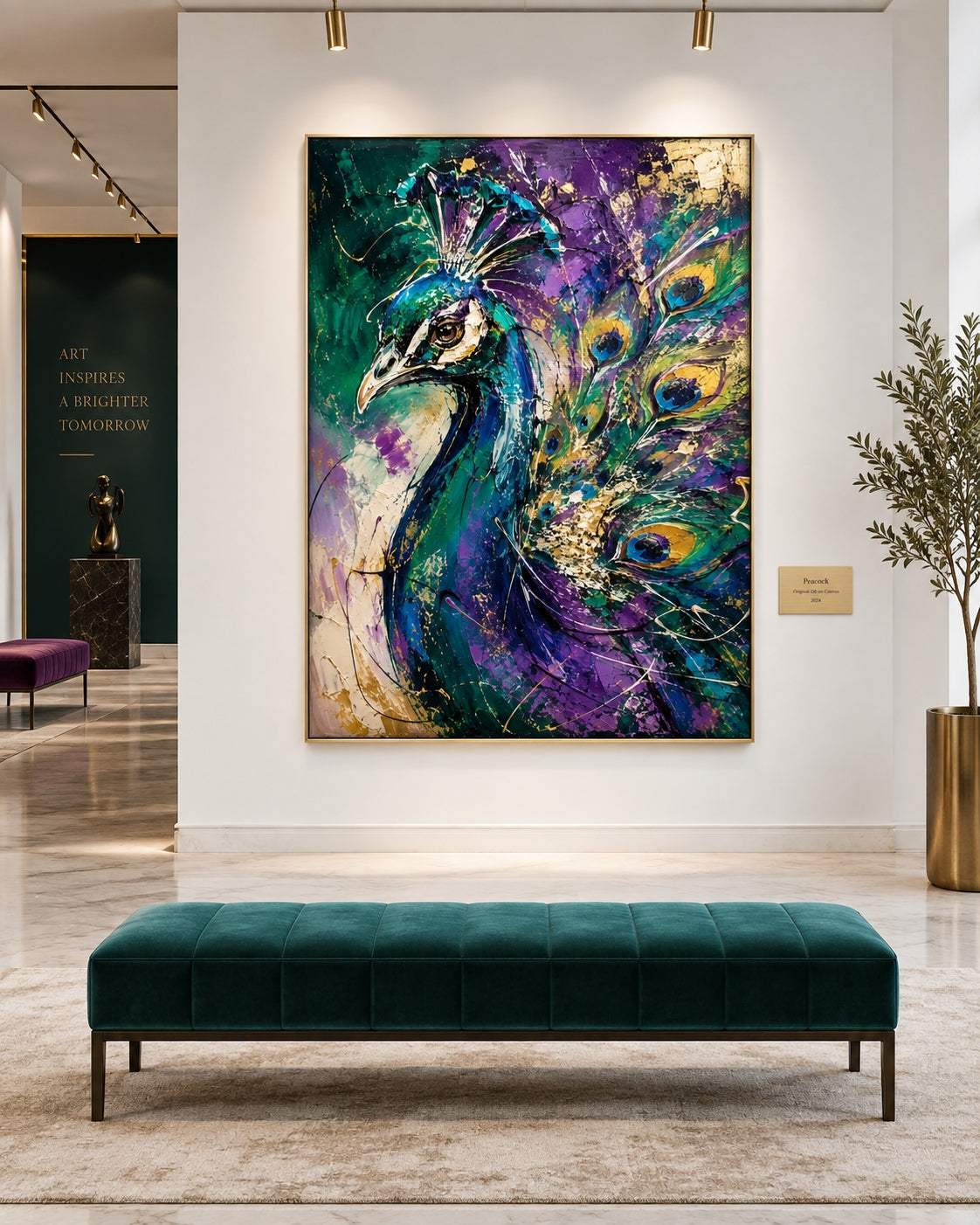 Luxury Peacock Wall Art For Living Room Entryway Modern Gold Accent Decor