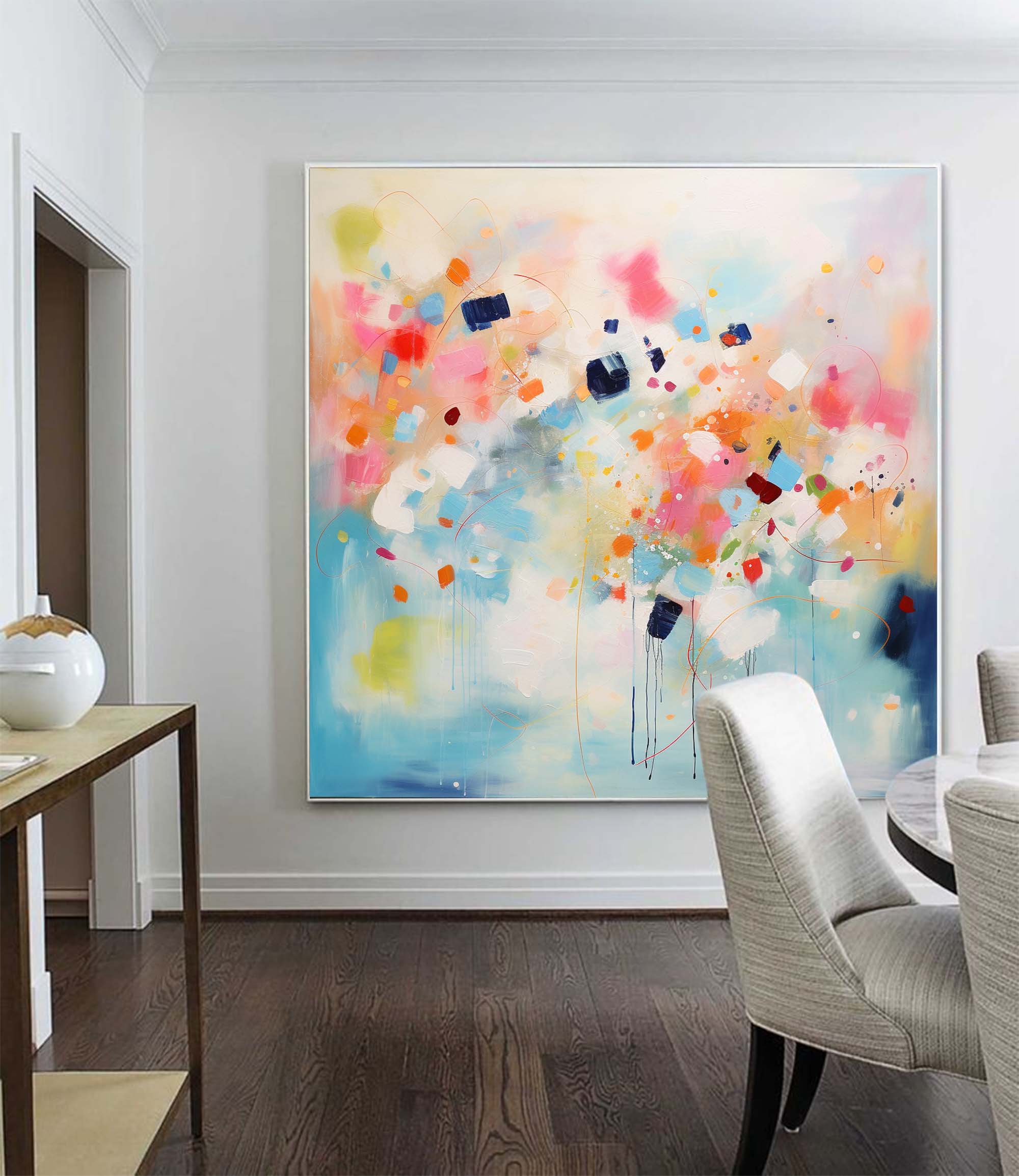 Bright Colorful Original Abstract Oil Painting Large Acrylic Painting  Wall Art Modern Living Room Art For Sale