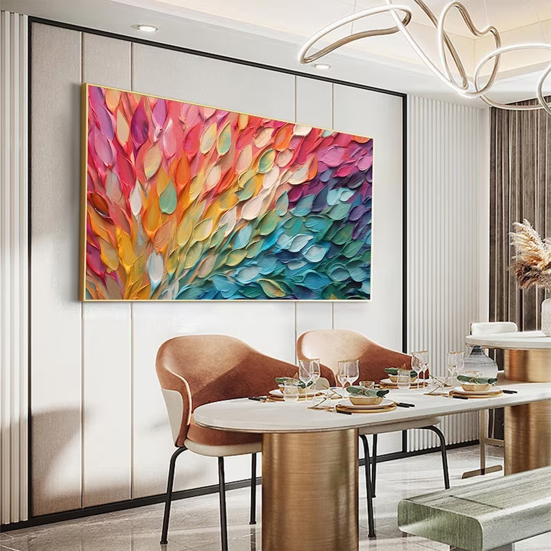 Original Texture Oil Painting On Canvas Large Bright Colorful Acrylic Painting Modern Abstract Living Room Wall Art