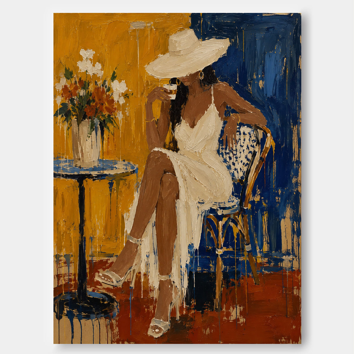 Modern Textured Art Minimalist Fashion Illustration Original Canvas For Chic Interiors
