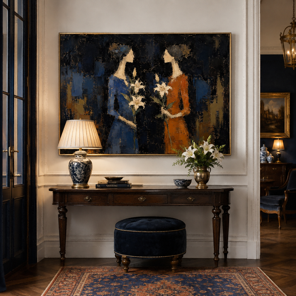Romantic Figurative Art Print Elegant Women Silhouette For Lounge Decor