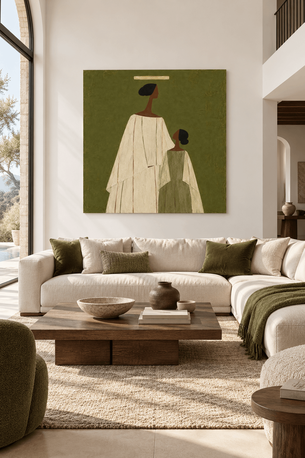Abstract Geometric Oil Painting With Wabi-Sabi Aesthetic Appeal