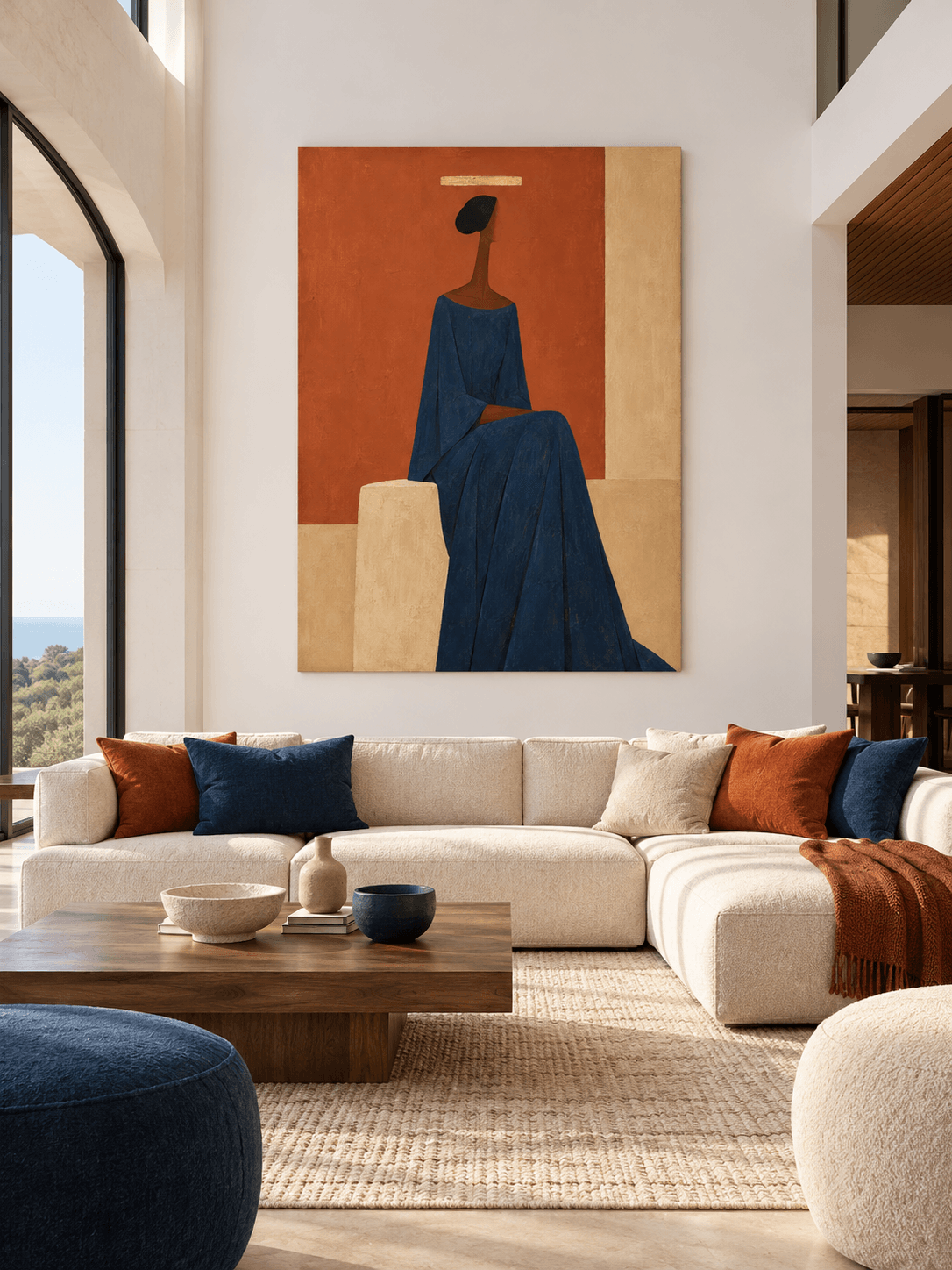 Wabi-Sabi Geometric Art Hand-Painted Canvas With Texture