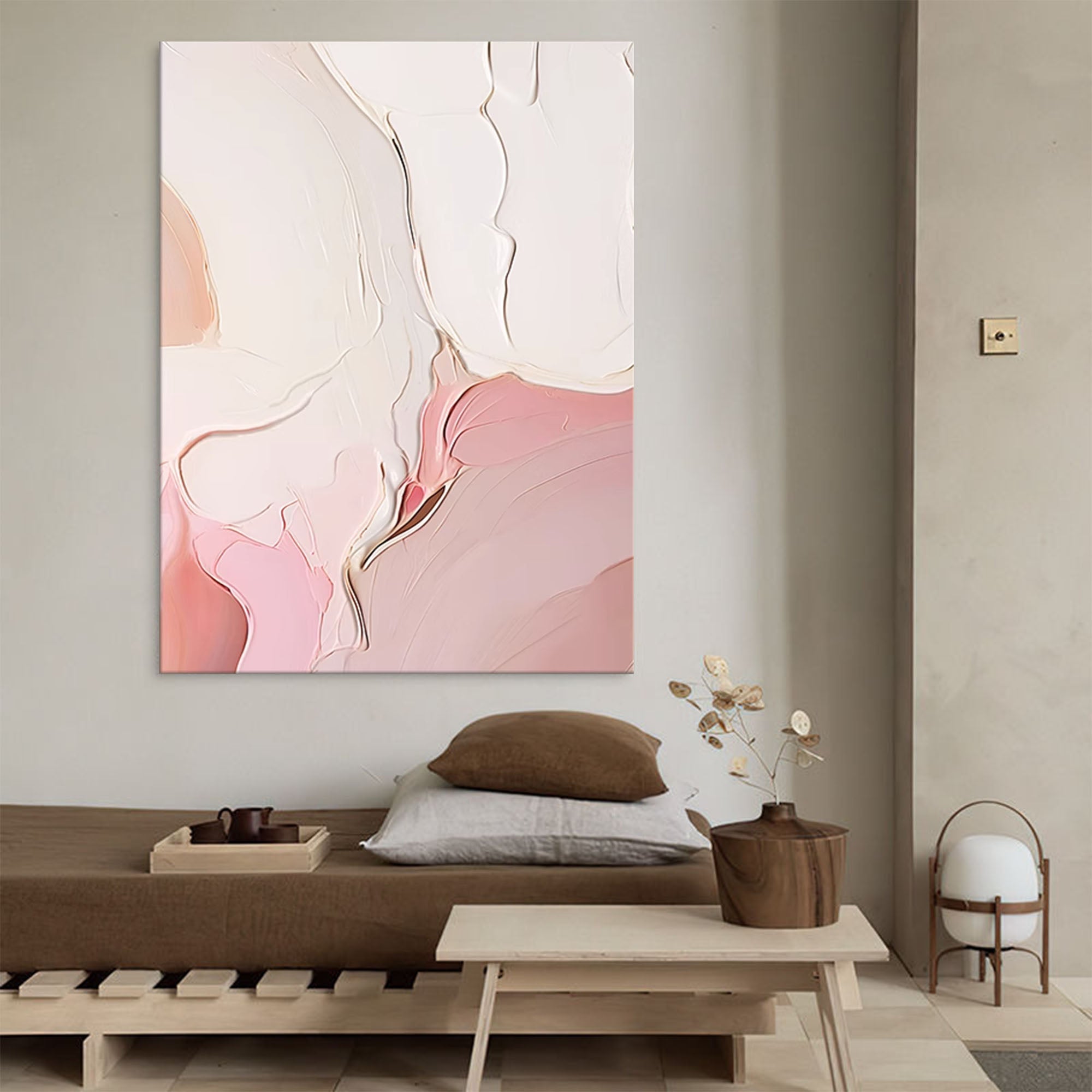 Pink Modern Texture Oil Painting On Canvas Original Abstract Wall Art Large Texture Oil Painting Home Decor