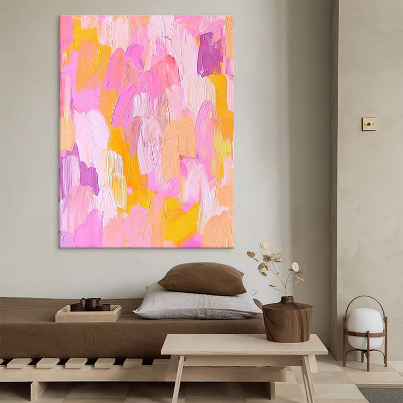 Bright Pink Abstract Oil Painting On Canvas Modern Texture Wall Art Large Colorful Original Knife Painting Home Decor