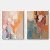 Set of 2 Large Original Acrylic Painting Vibrant Colorful Abstract Oil Painting Modern Wall Art Living Room Decor